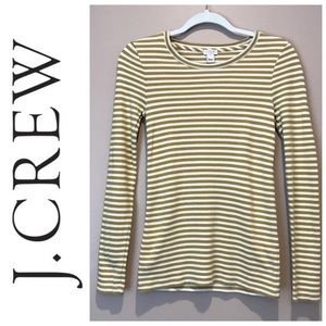 J.CREW Striped Long Sleeve Top, Mustard & White XS